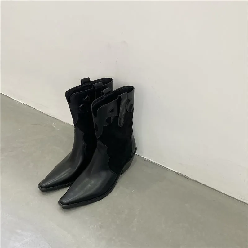 Totem Cowboy Boots Pointed Toe Motorcycle Boots Maxct
