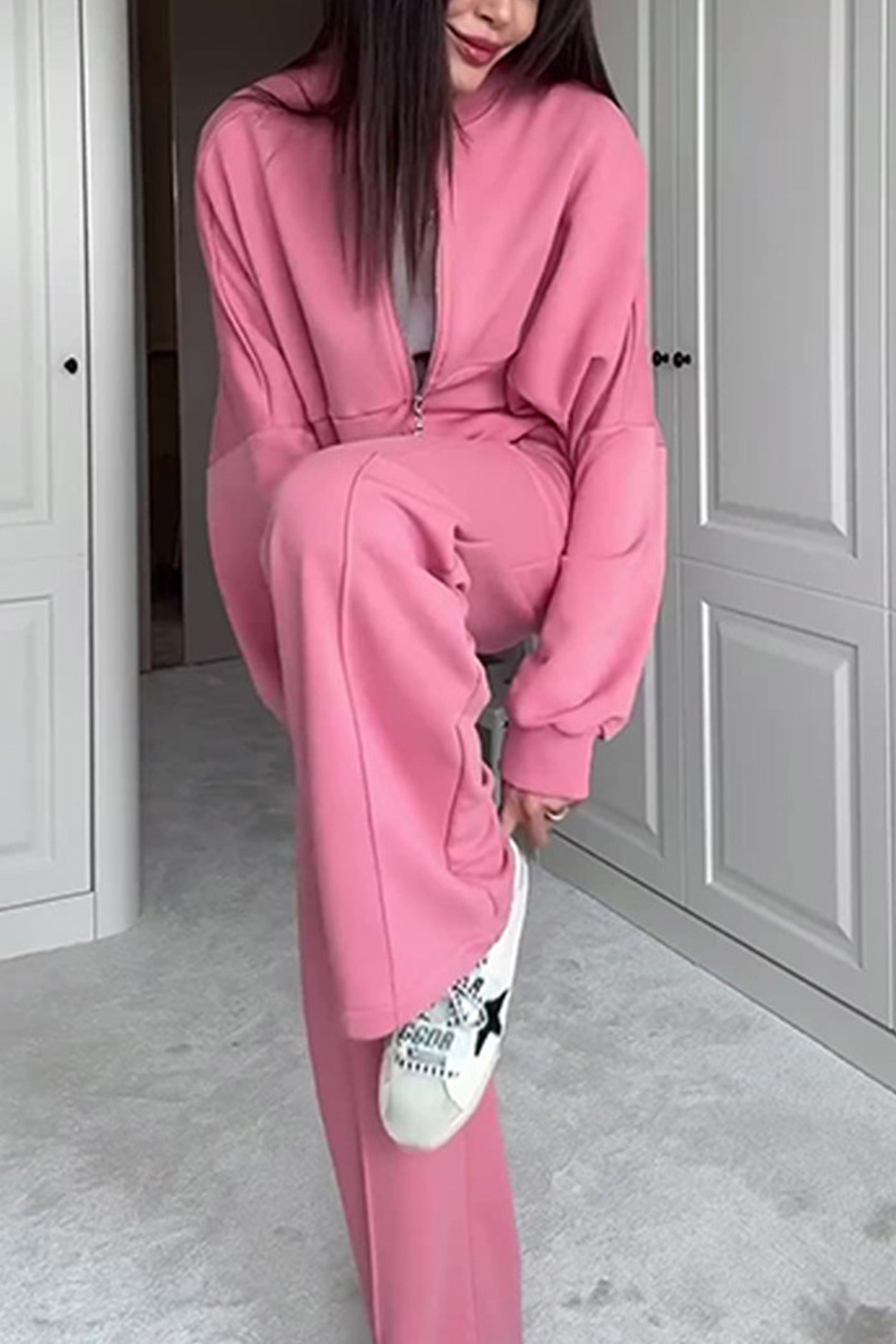 Maxct Sweatshirt Jacket Straight-leg Long Pants Set
