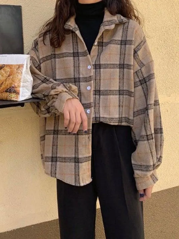 Maxct Checkered Print Button Blouse
