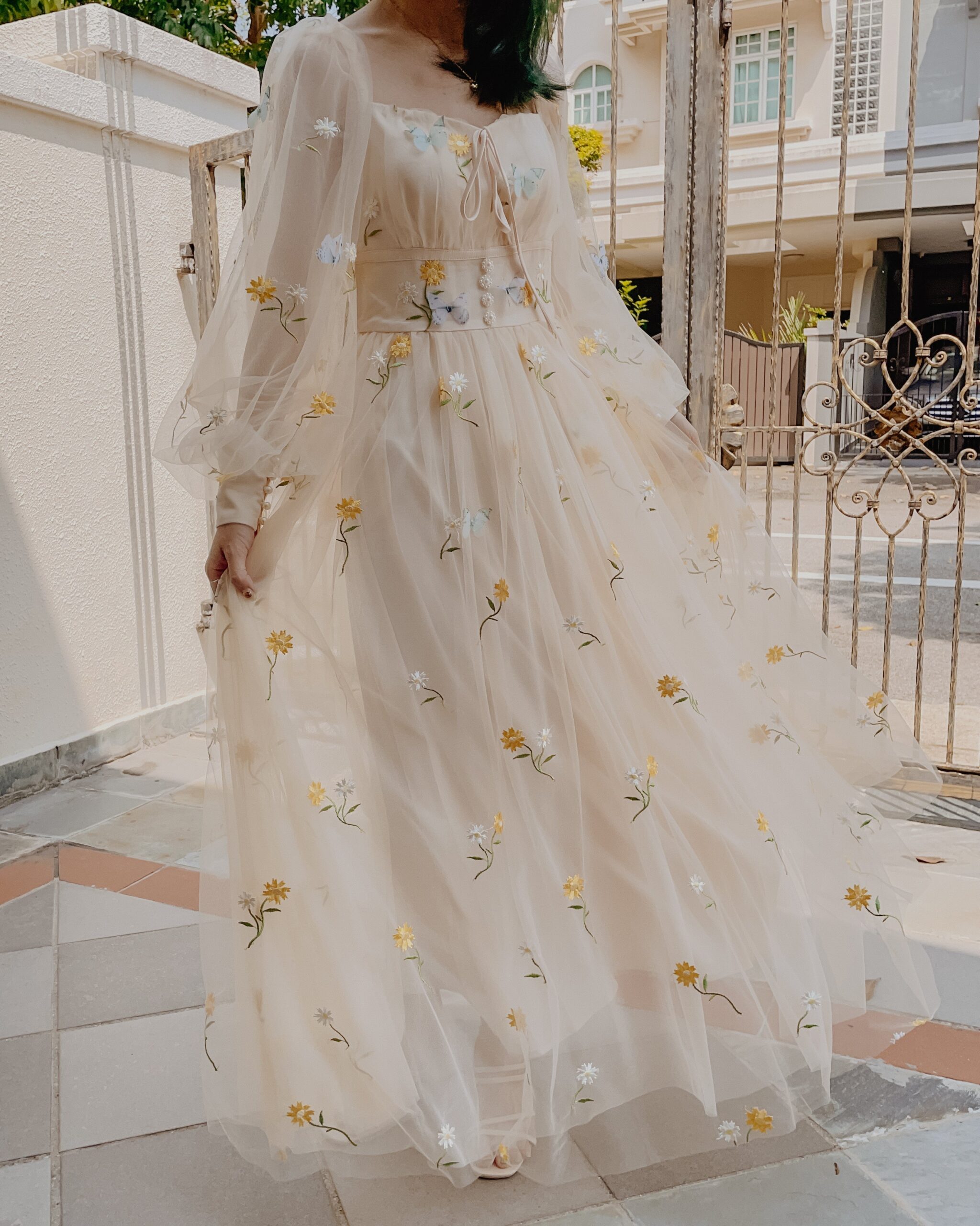 Butterfly Garden Tulle Maxi Dress Maxct