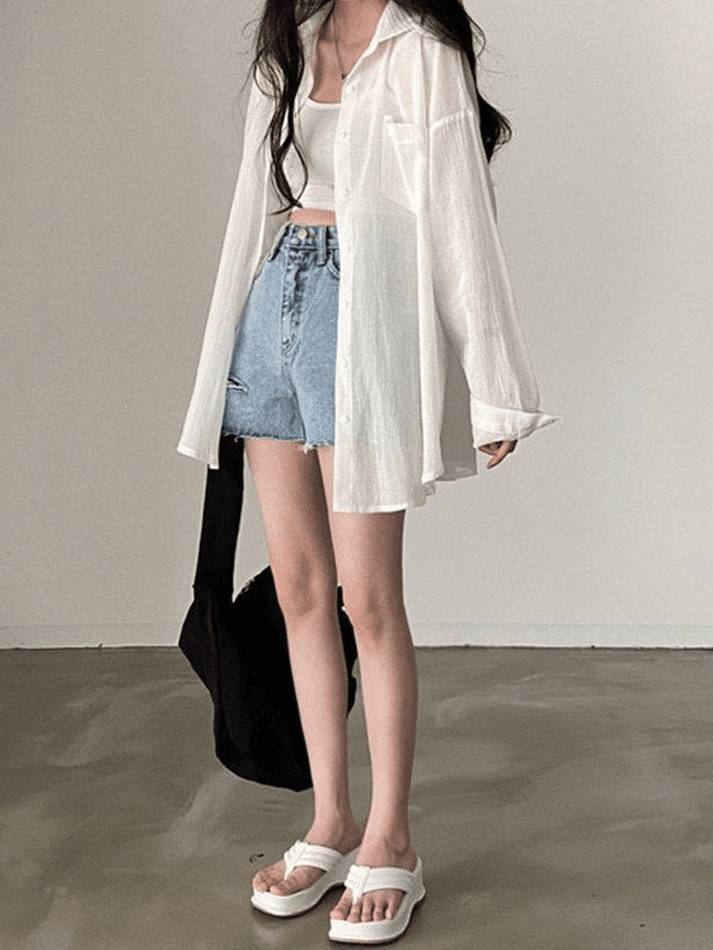 Maxct Lightweight Sheer Long Sleeve Blouse