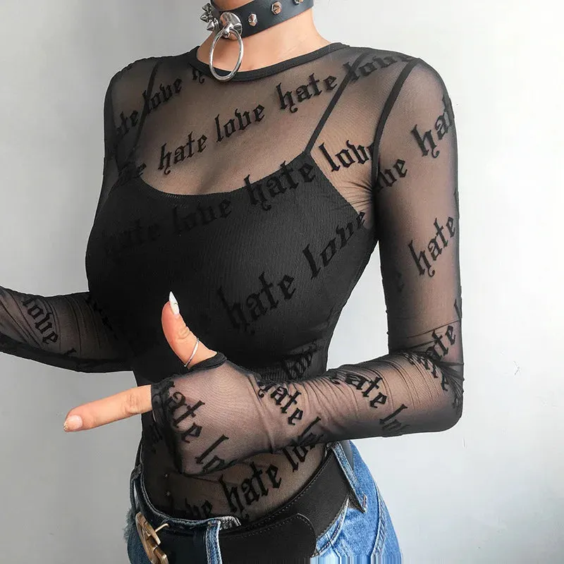 Maxct &Baddie Love Hate Sheer Mesh Top