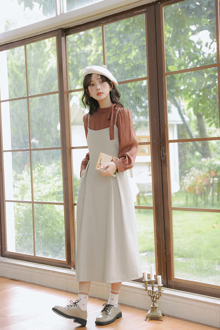 Bow Back Cami Dress & Blouse Set Maxct