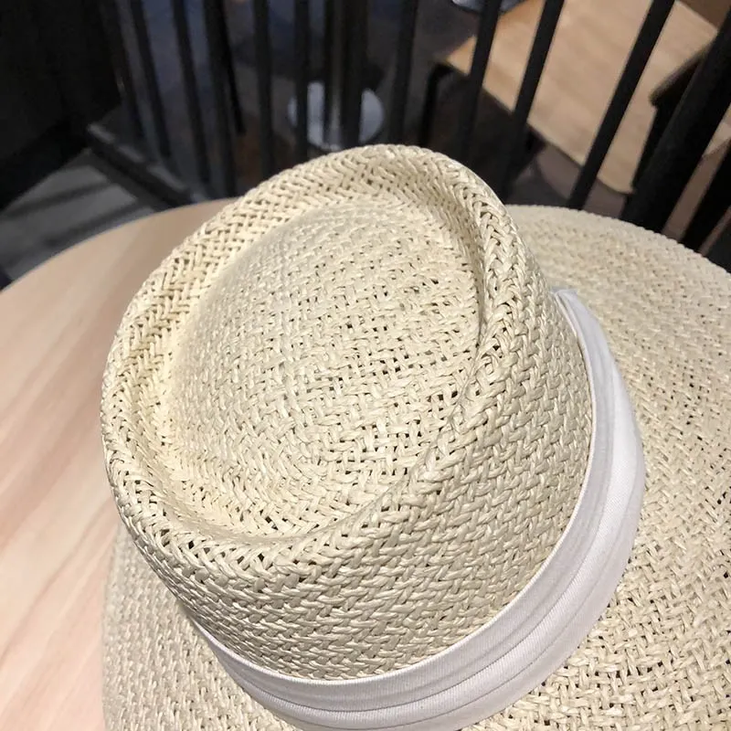 Internet Celebrity Ins Travel Wide Brim Flat Top Japanese Style Straw Hat