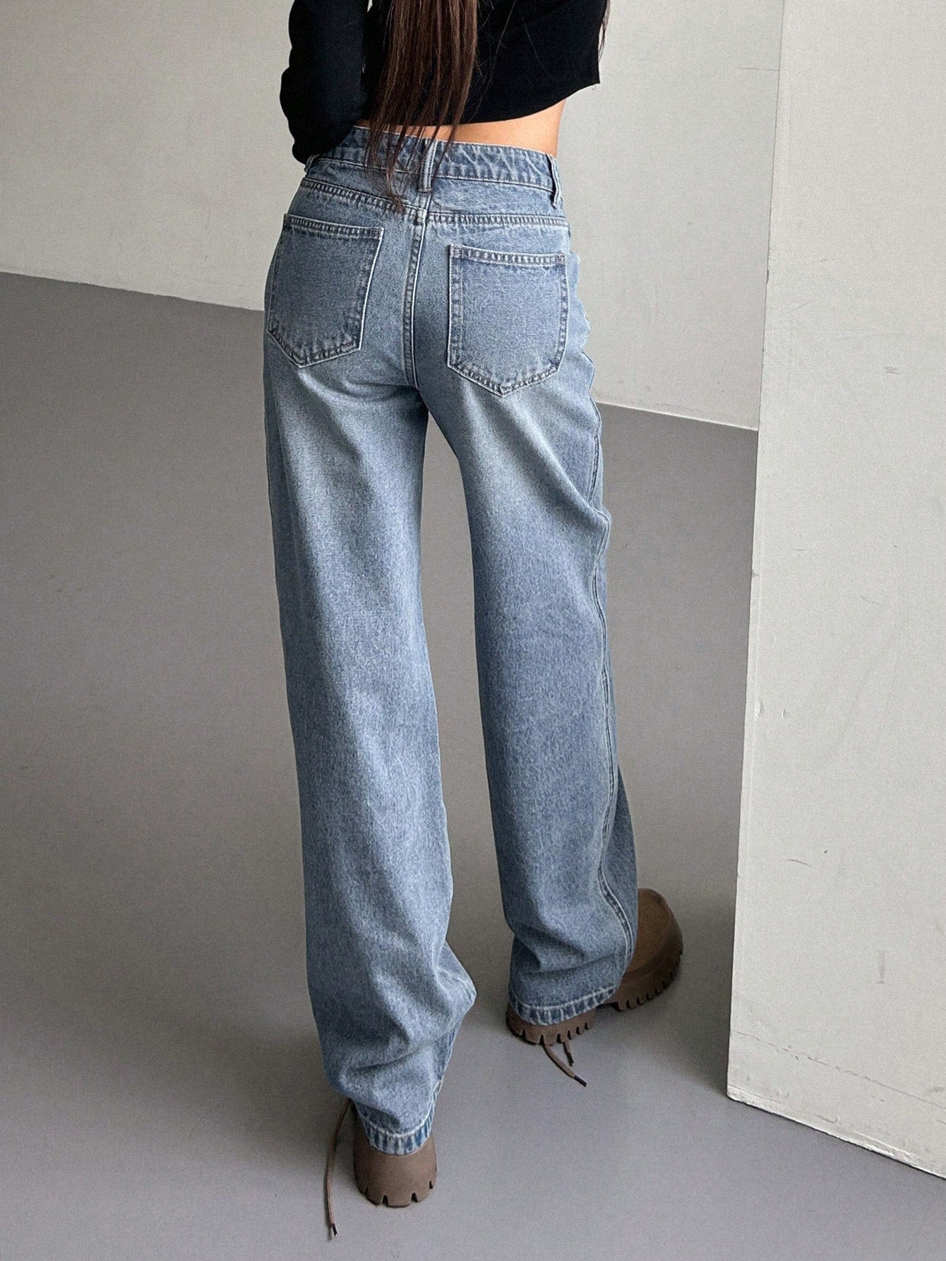 Maxct Women's Casual Wide-Leg Denim Pants With Pockets