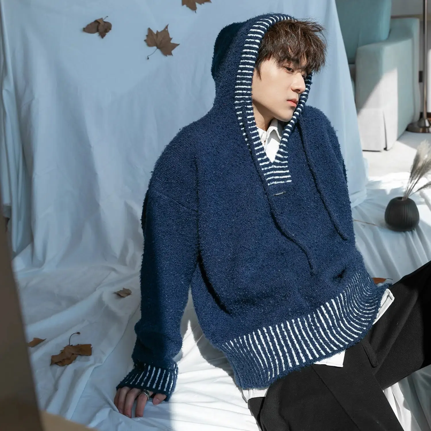 Maxct V-Neck Hooded Sweater