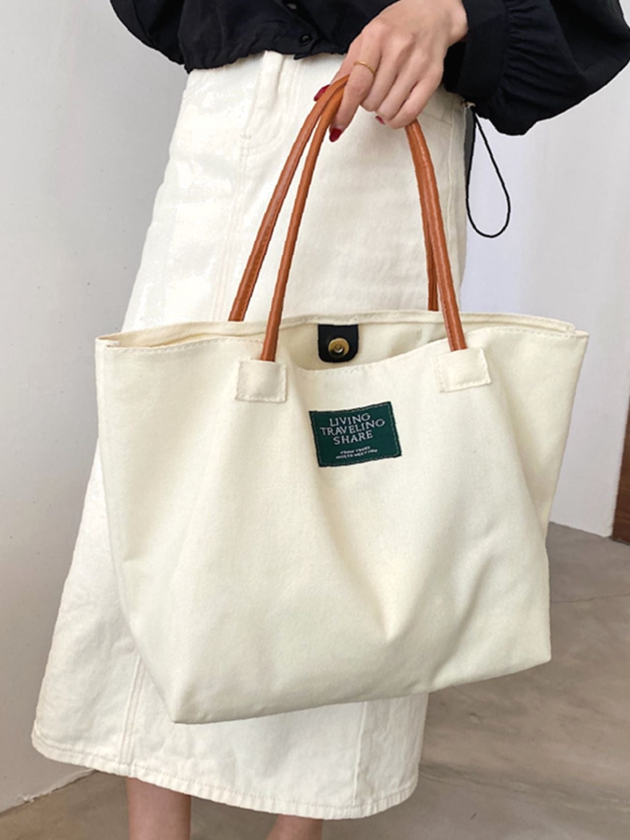 Maxct - Patch Decor Shoulder Tote Bag  - Women Tote Bags