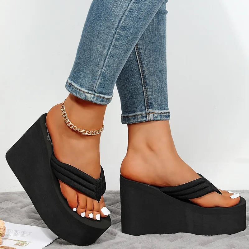 11cm Platform Sandals - Black EVA High Heels for Women Maxct