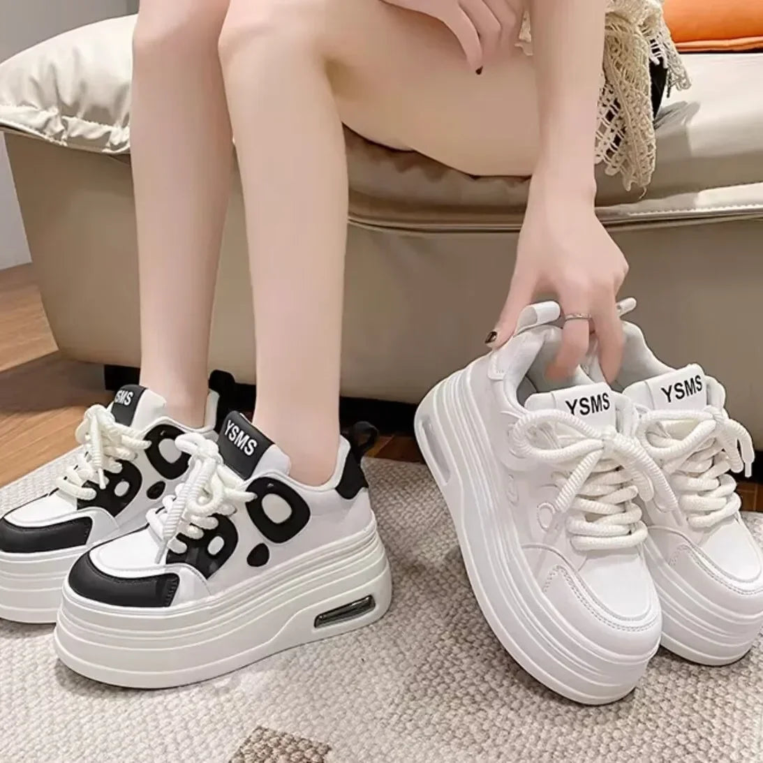 Chic White Platform Sneakers for Women Trendy, and Stylish Footwear Maxct