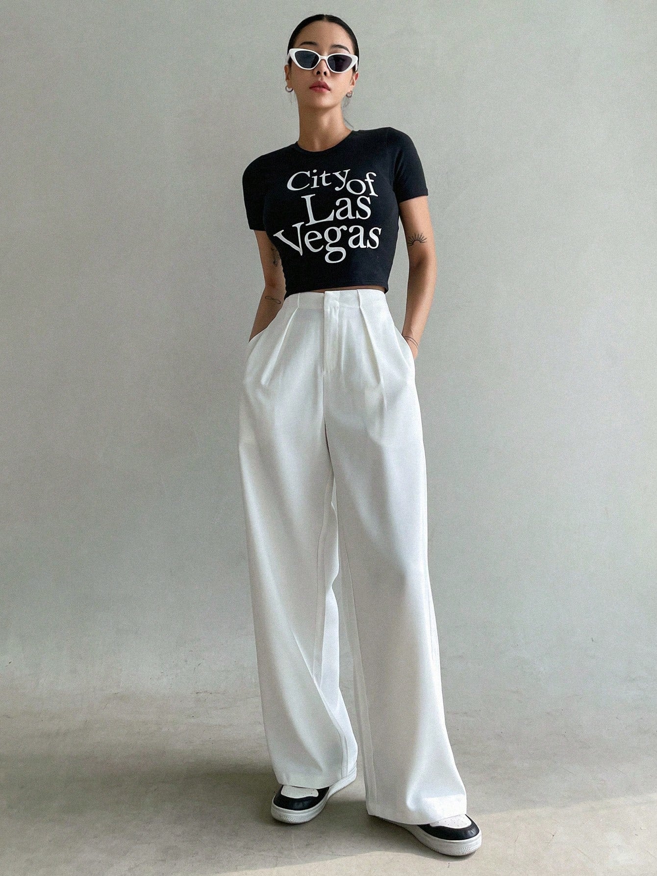 Maxct Solid Wide Leg Suit Pants