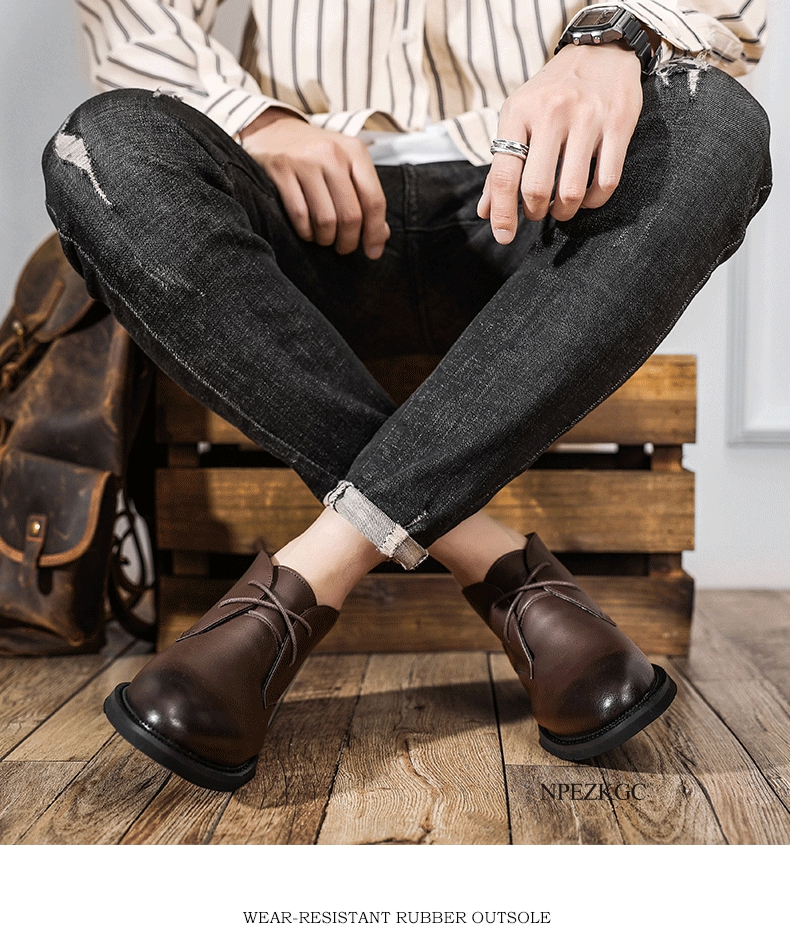 Men's Genuine Leather Casual Business Chelsea Boots - true deals club