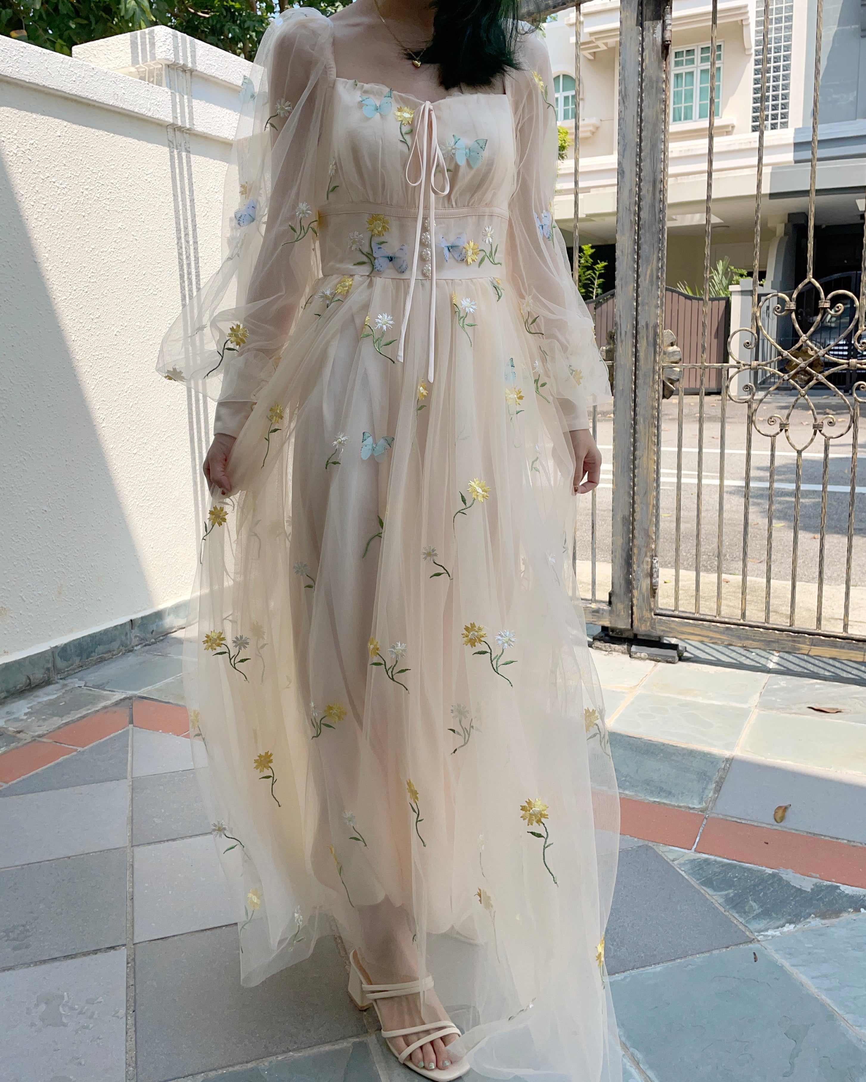 Butterfly Garden Tulle Maxi Dress Maxct