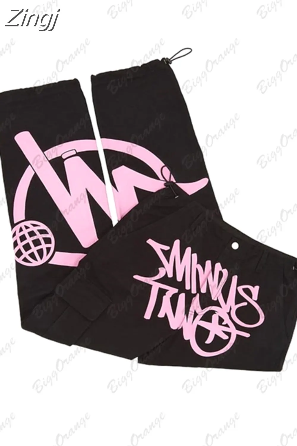 Men's Graffiti-Print Wide-Leg Cargo Pants