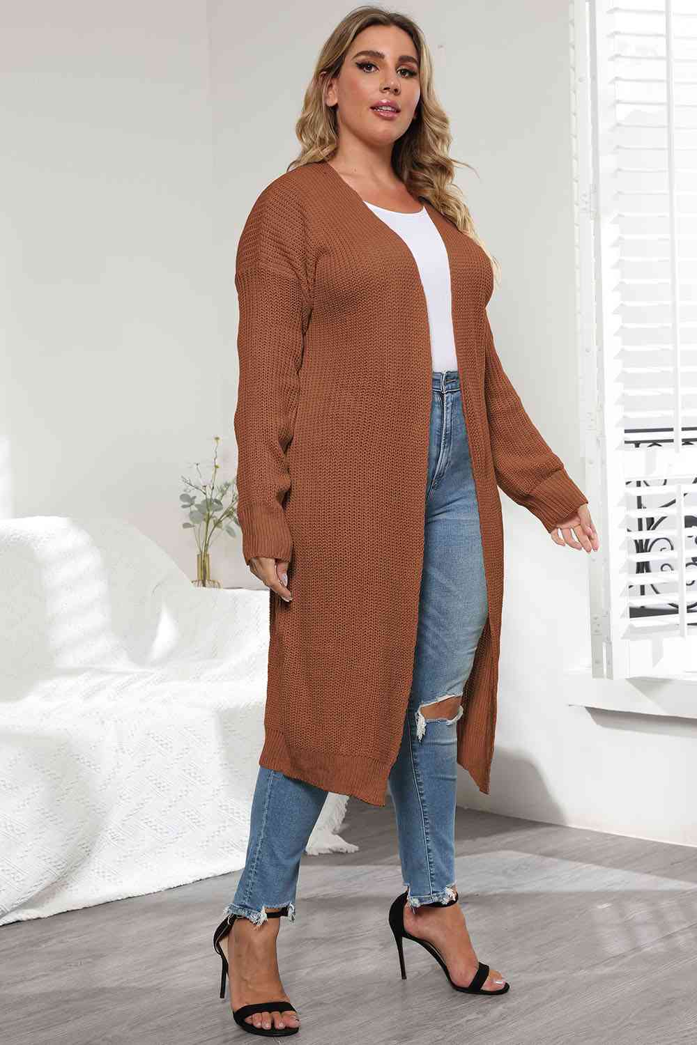 Maxct &Plus Size Open Front Long Sleeve Cardigan