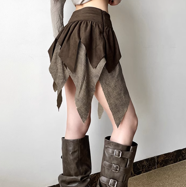 Asymmetric Ruffled Mini Skirt Maxct