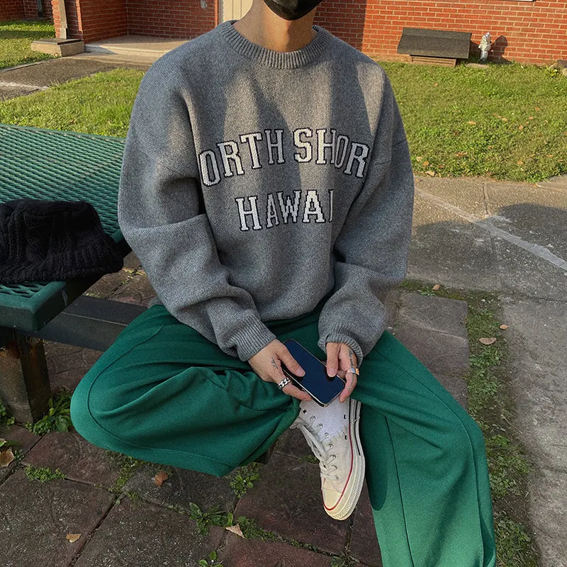 Maxct 6144 Knitted Hawaii Lettered Pullover Sweater