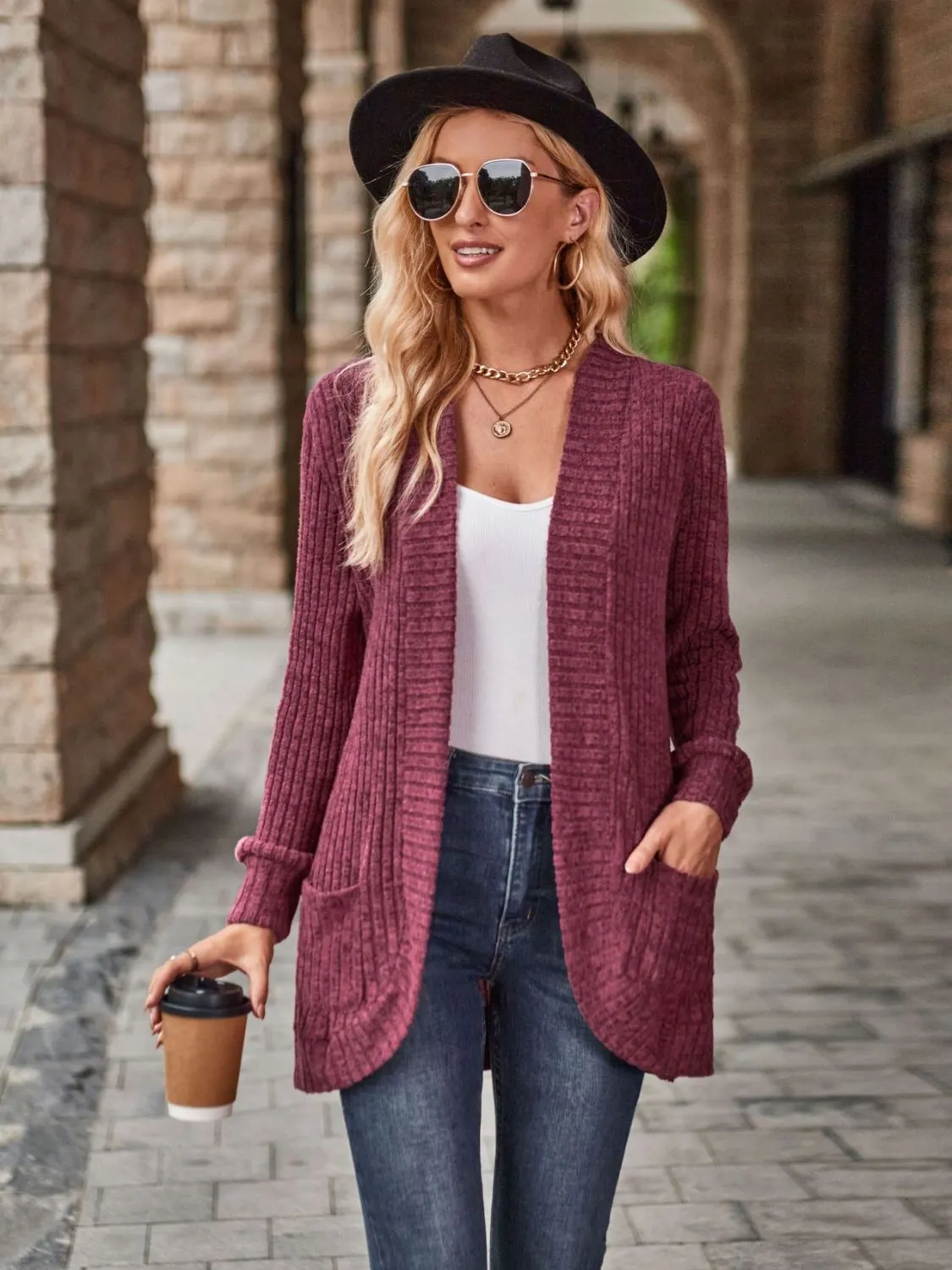 Maxct &Open Front Cardigan with Pockets