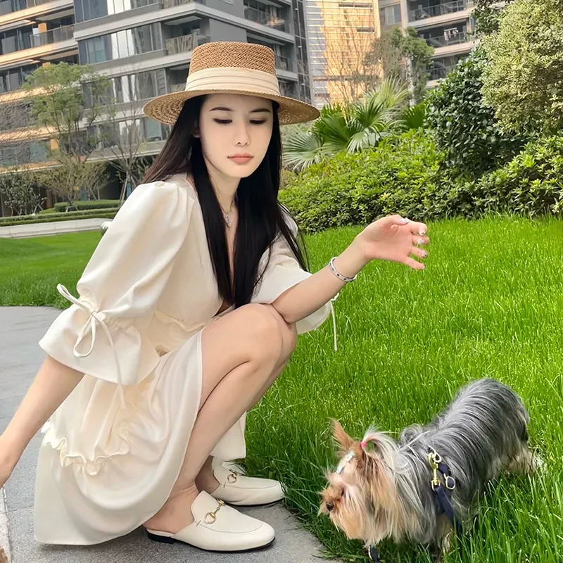 Internet Celebrity Ins Travel Wide Brim Flat Top Japanese Style Straw Hat