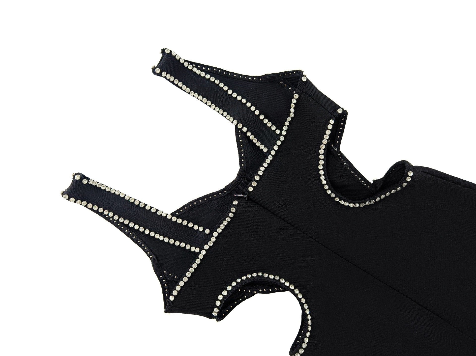 Maxct 2023 Super Hot Summer Women's Wear Black Rhinestone Hollow Strap Long Dress