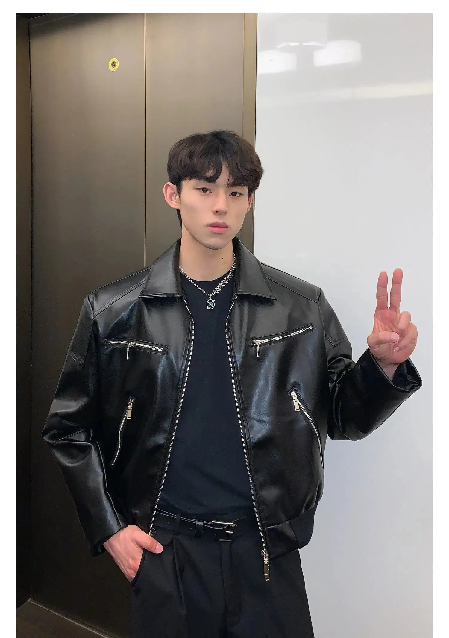 Maxct Zipper Short Leather Jacket