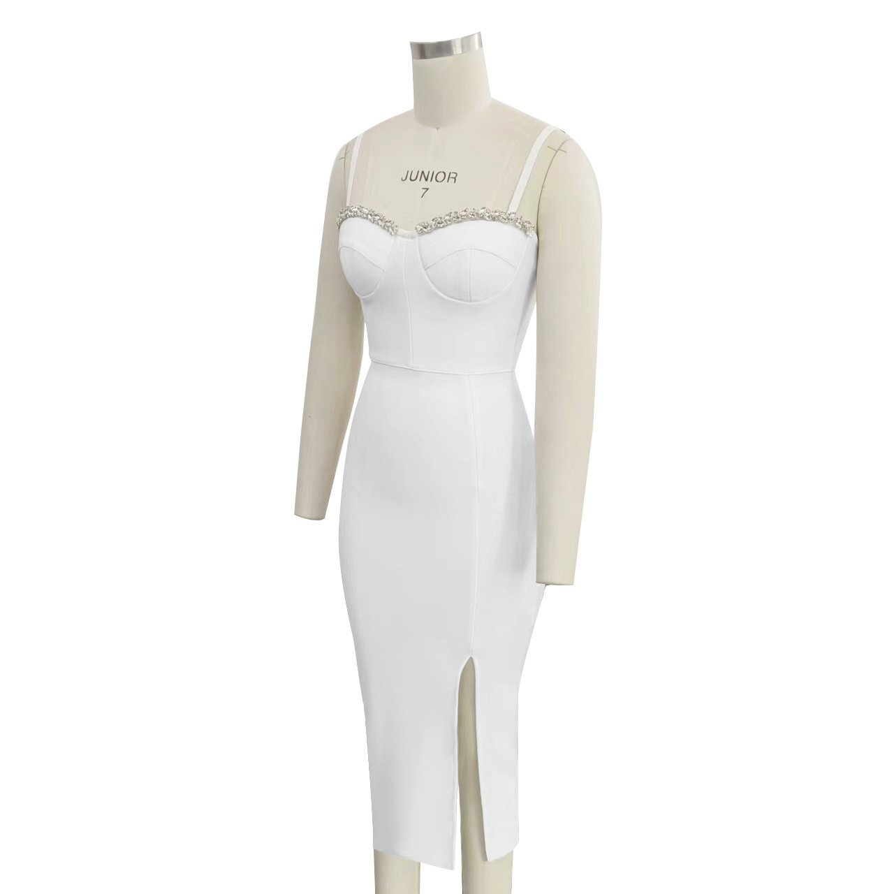 Maxct Women's Bandage Thai Strap Rhinestone Split Bandage Dress Sexy Banquet Dress - Image 18