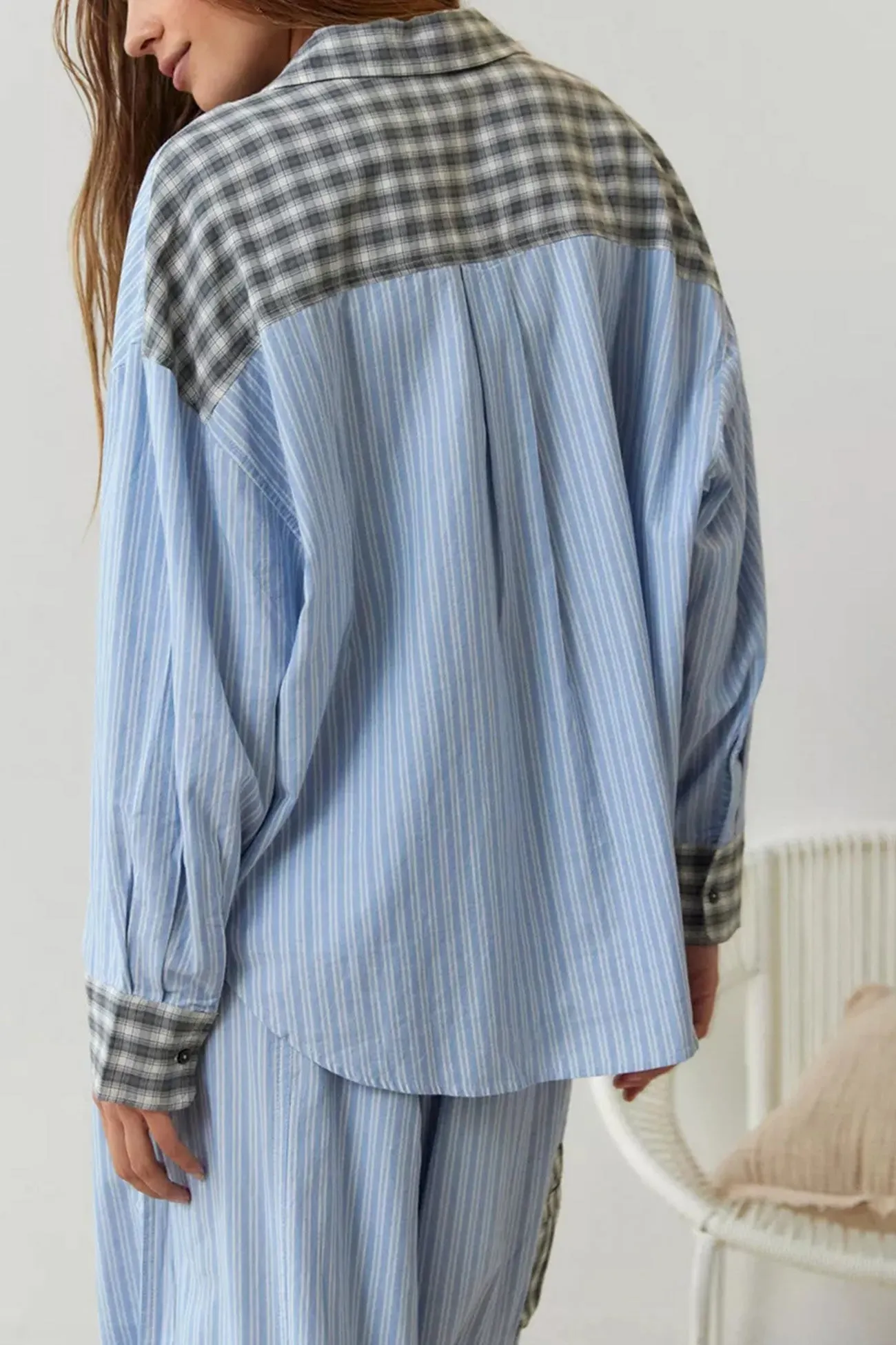 Maxct Plaid Striped Patchwork Shirt Suits