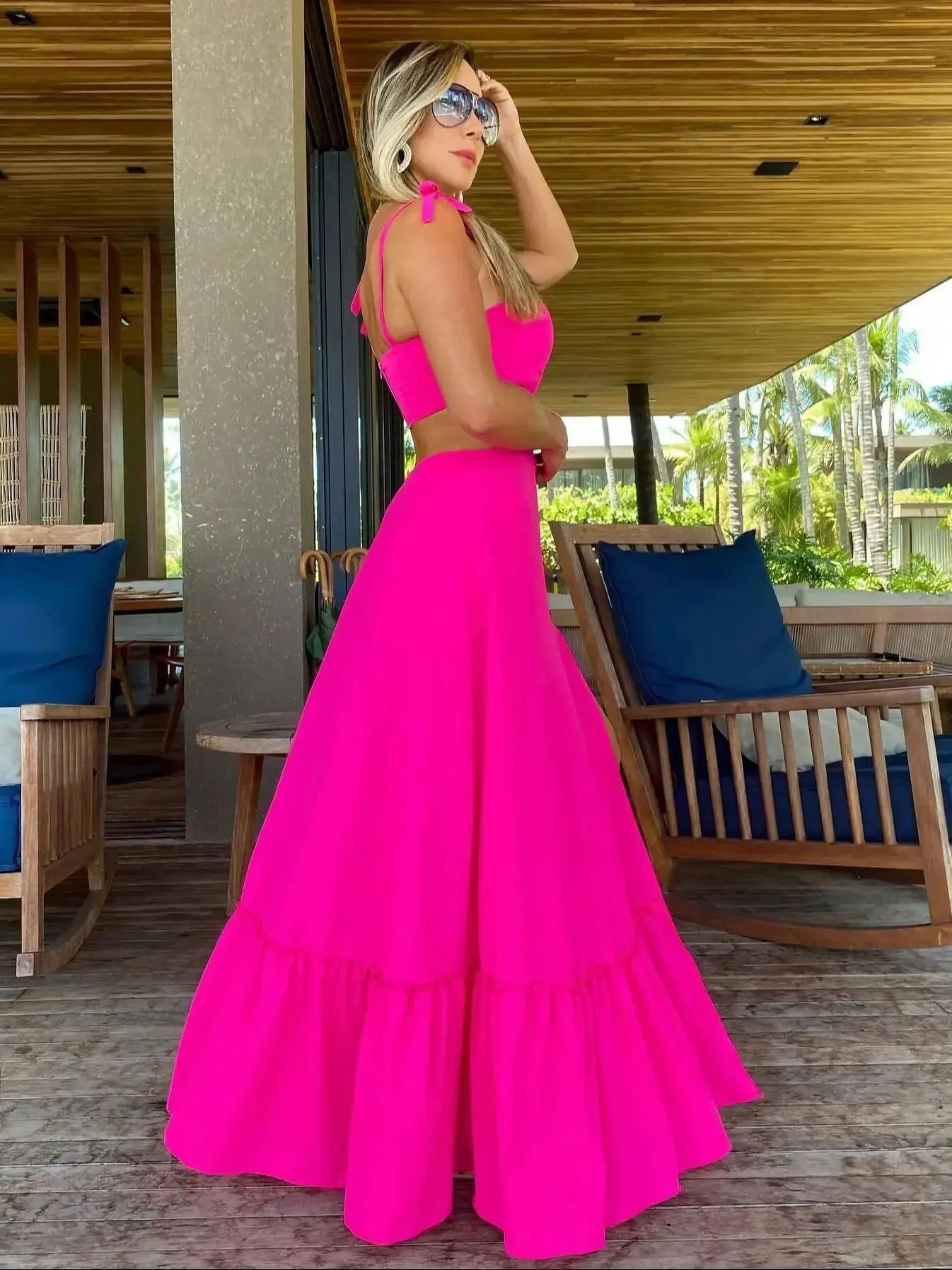 Maxct Womens Dresses Summer Sexy Tank Top Woman Clothing Beach Dress Robe Casual Elegant And Pretty Women's Dresses Rose Red