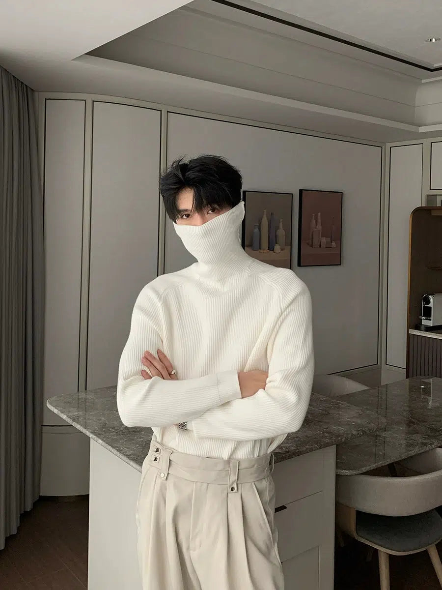 Maxct Pleated Stretch Turtleneck Bottoming Sweater
