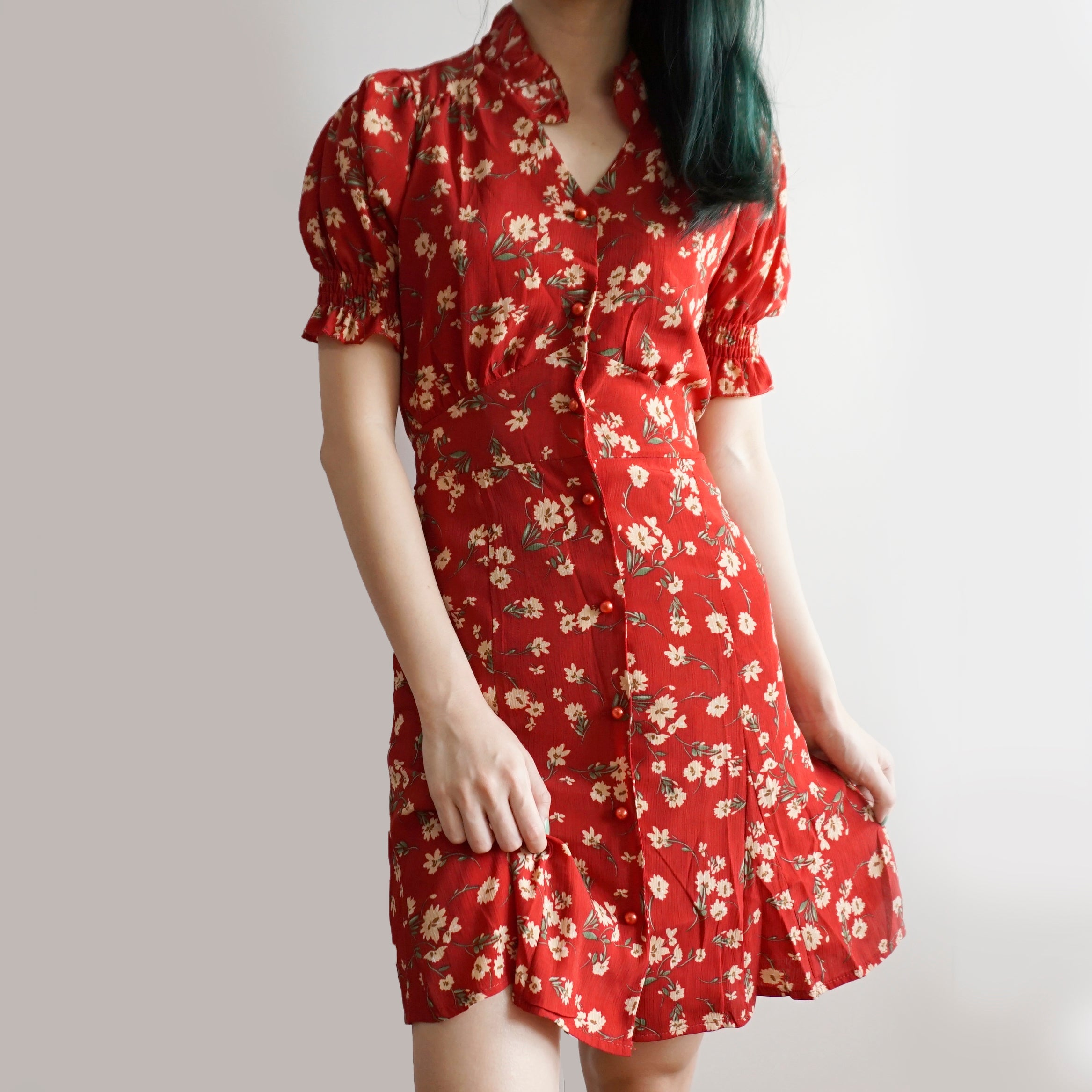 Floral Blossom Puff Sleeve Dress Maxct