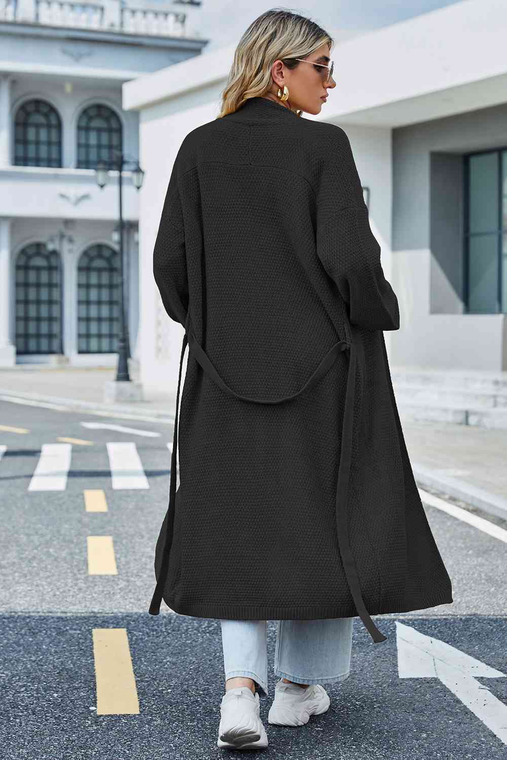 Maxct &Tie Waist Dropped Shoulder Cardigan