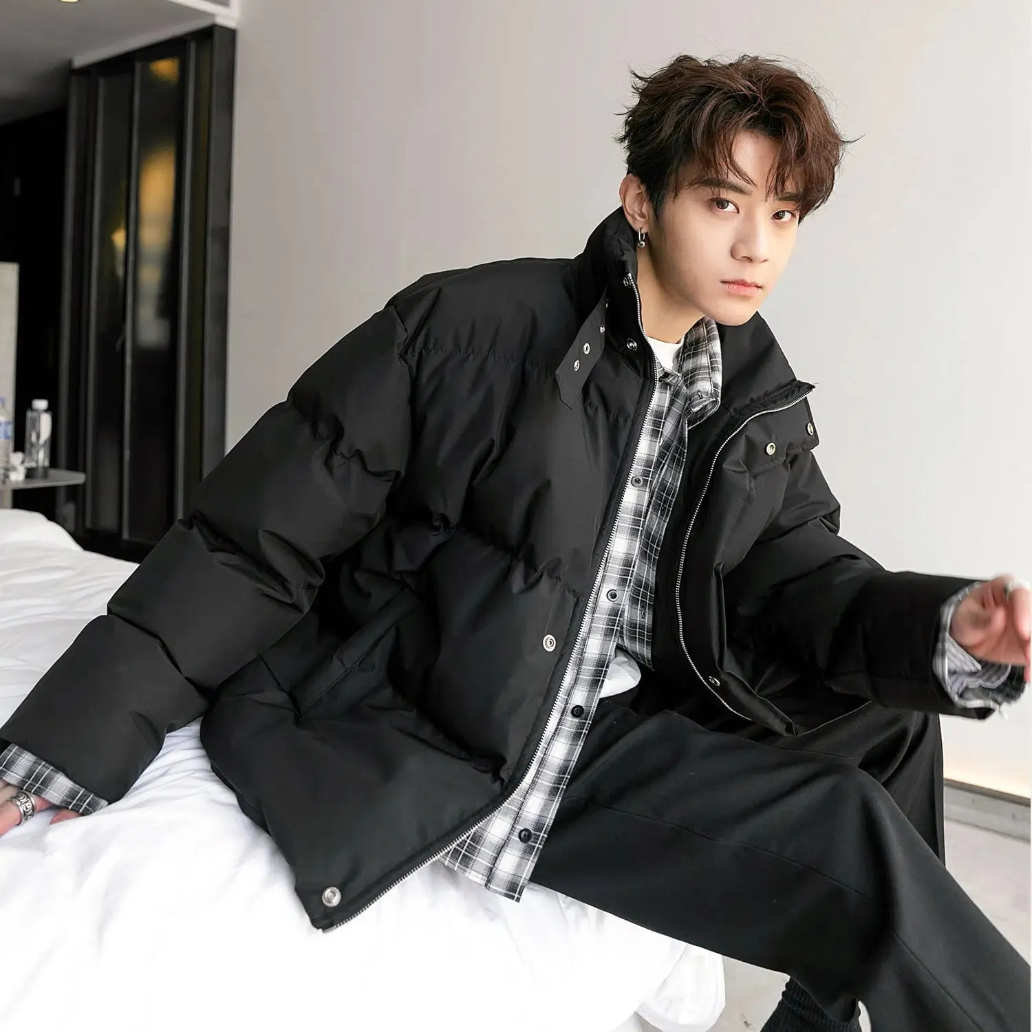 Maxct Thickened Two-piece Plaid Puffer Jacket