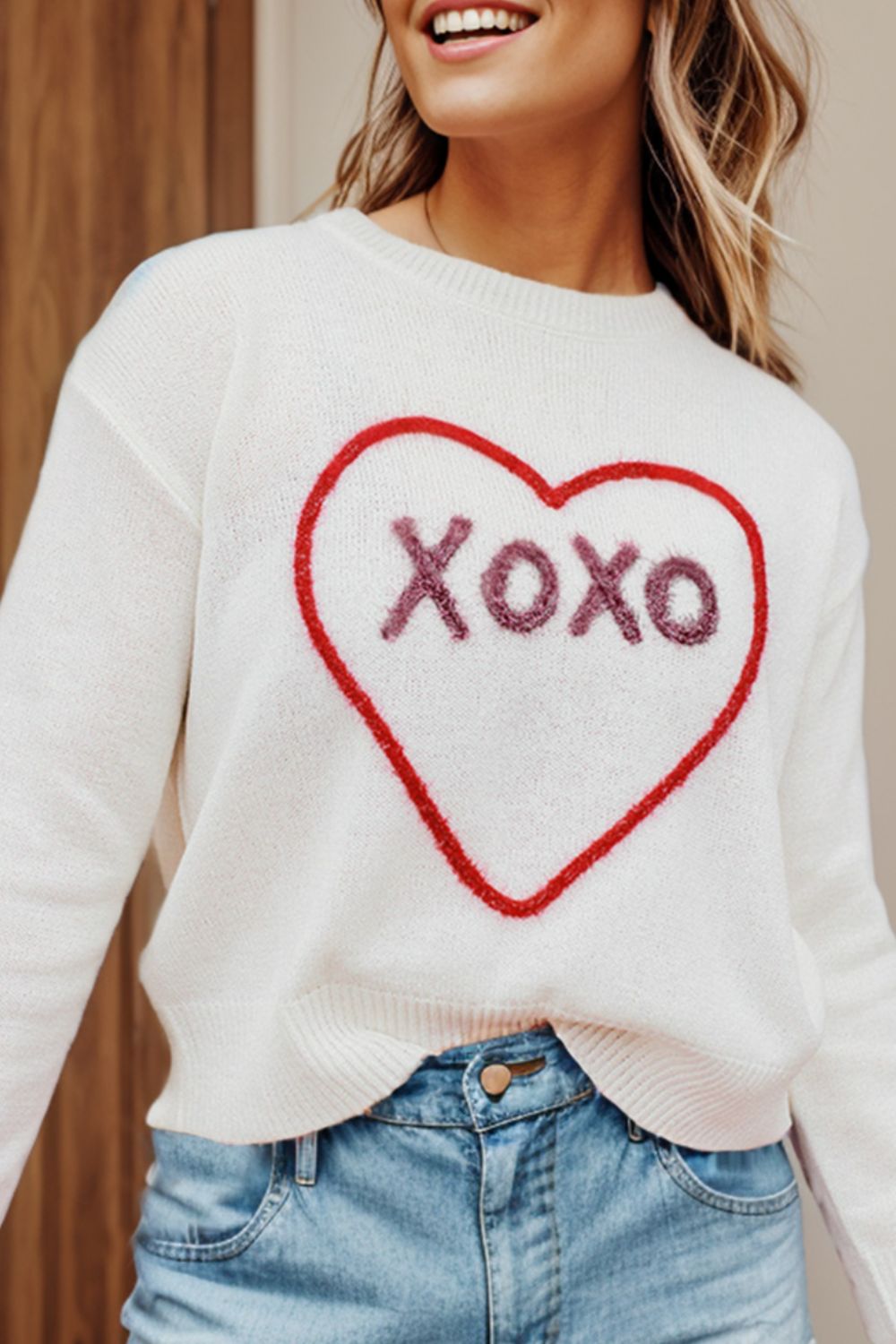 Maxct &XOXO Round Neck Drop Shoulder Sweater