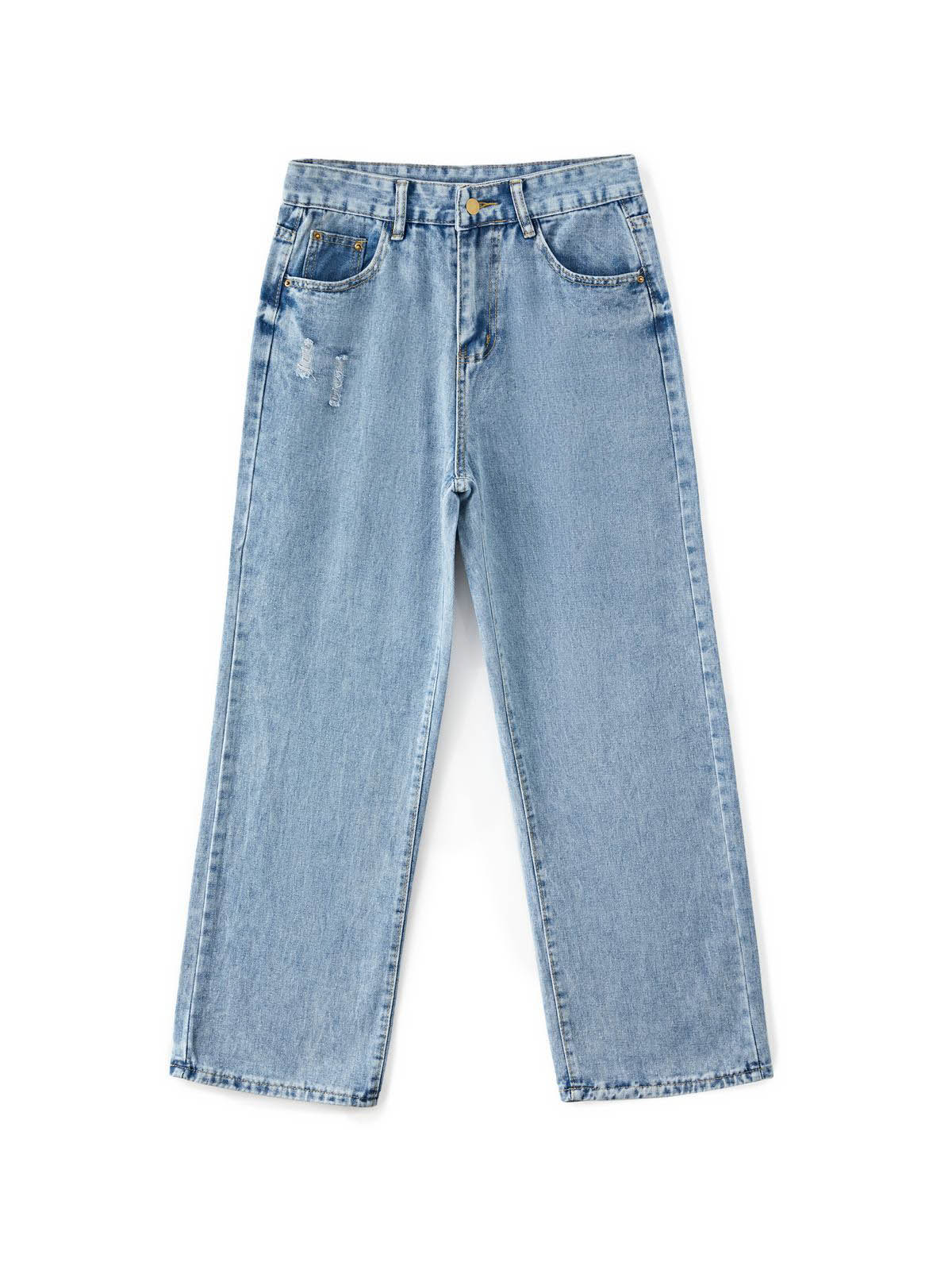 Basic Wash Straight Leg Boyfriend Jeans Maxct