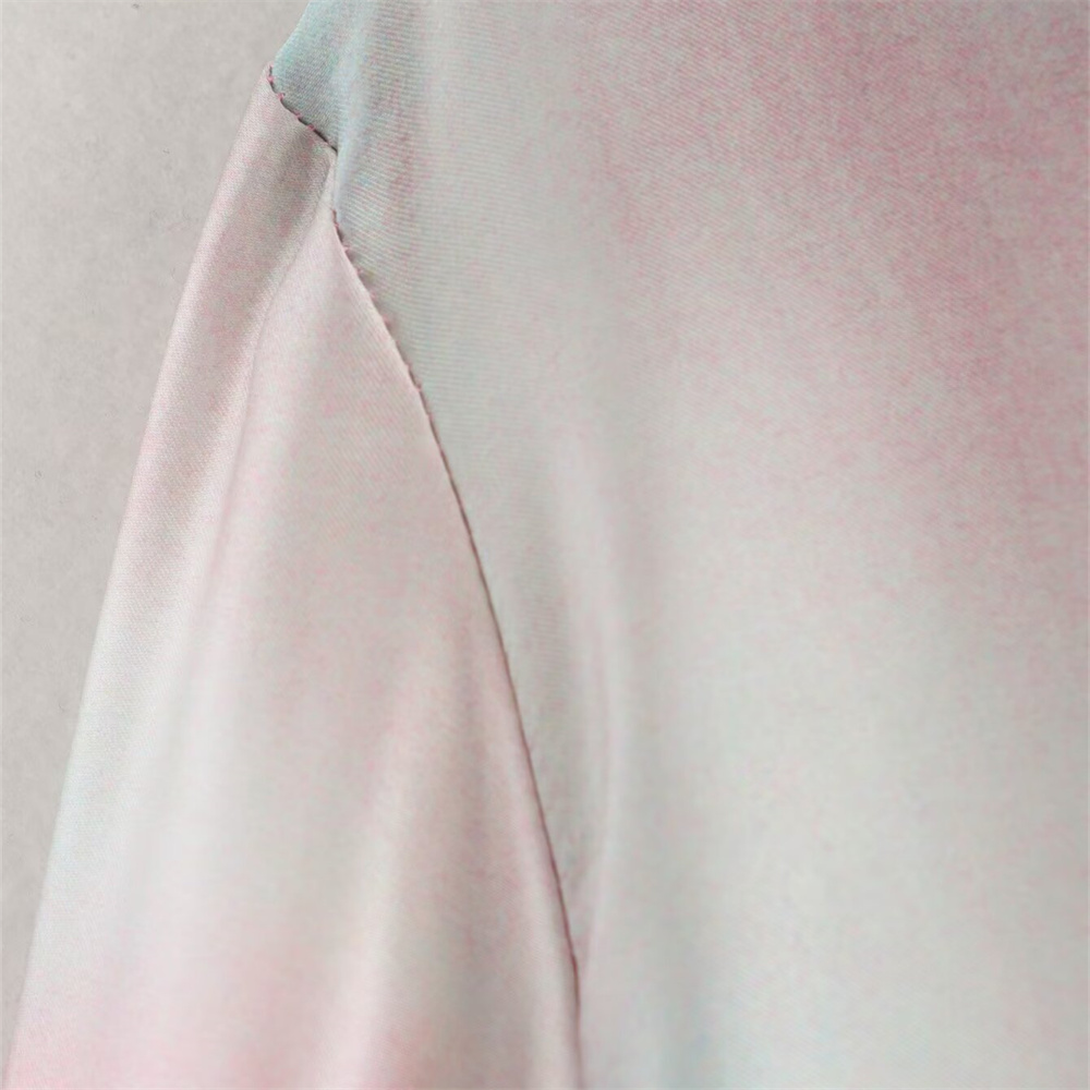 Autumn New Product Women's Fashion Silk Texture Tie Dyeing Printed Shirt High Waist Wide Leg Pants Set