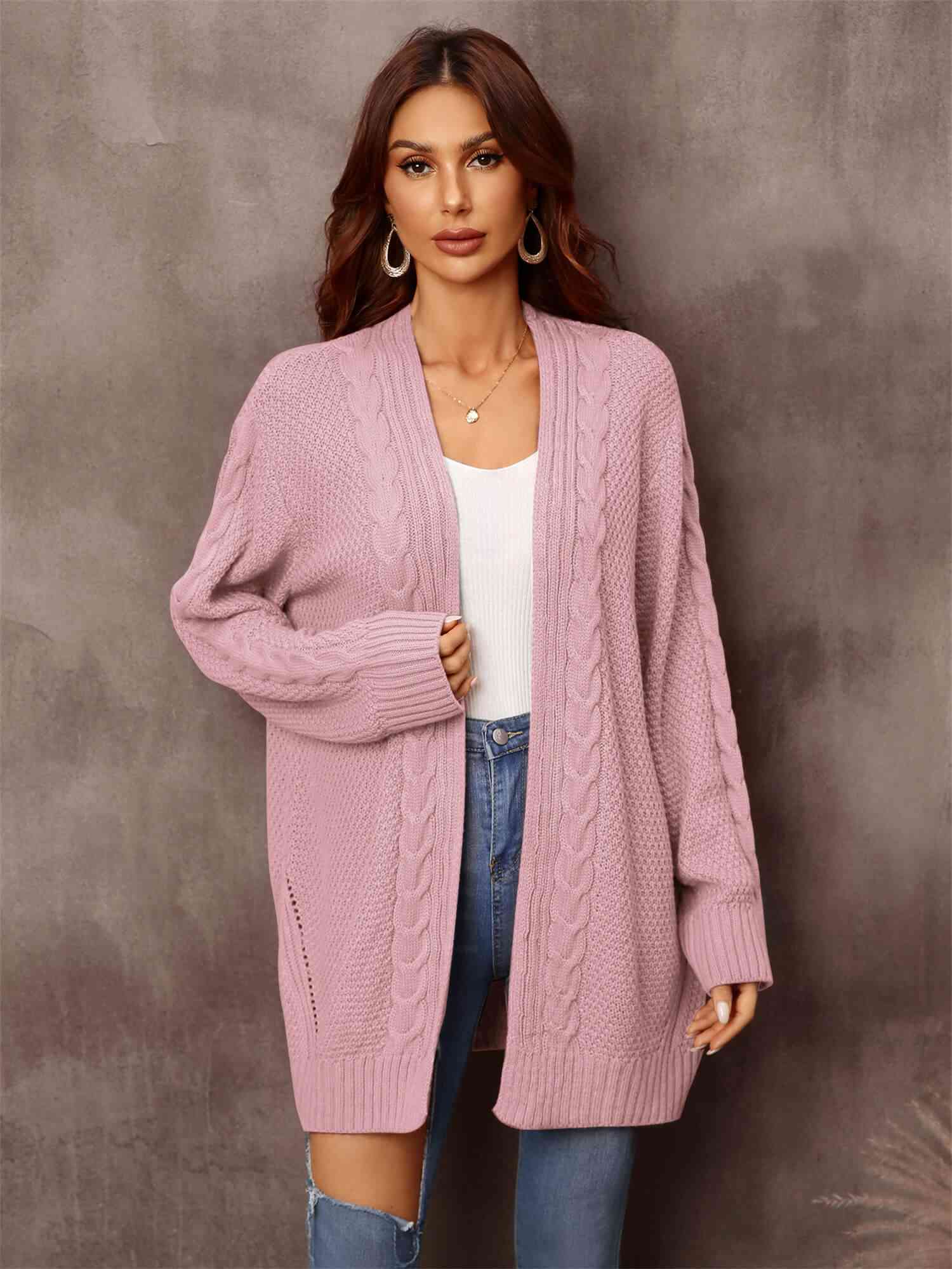 Maxct &Mixed Knit Open Front Longline Cardigan