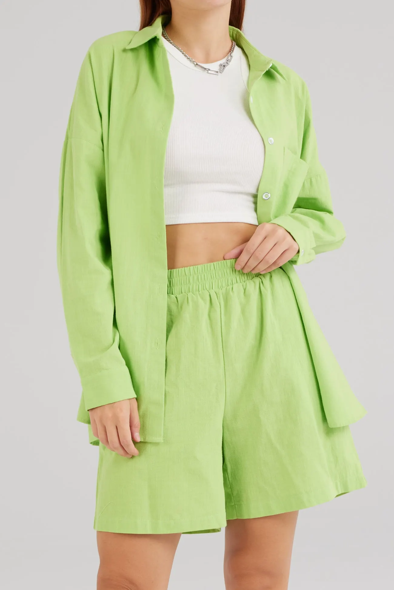 Maxct Single-breasted Long Sleeve Shirt Shorts Suit