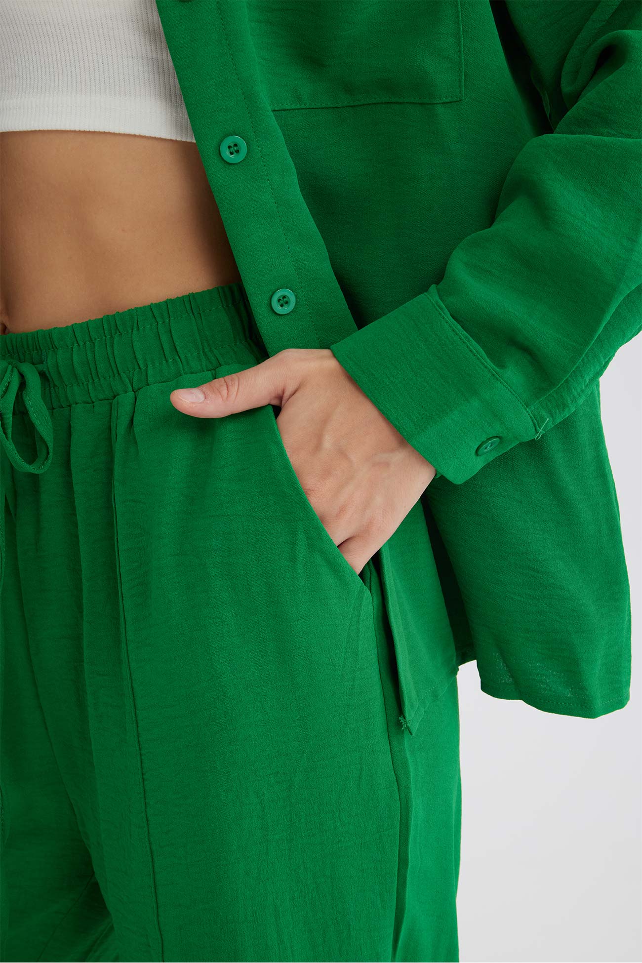 Maxct Long Sleeve Solid Color Shirt Long Pants Set - Image 38