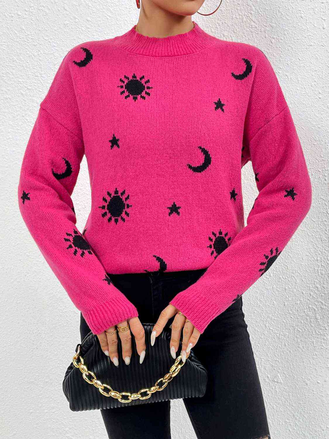Maxct &Patterned Drop Shoulder Sweater