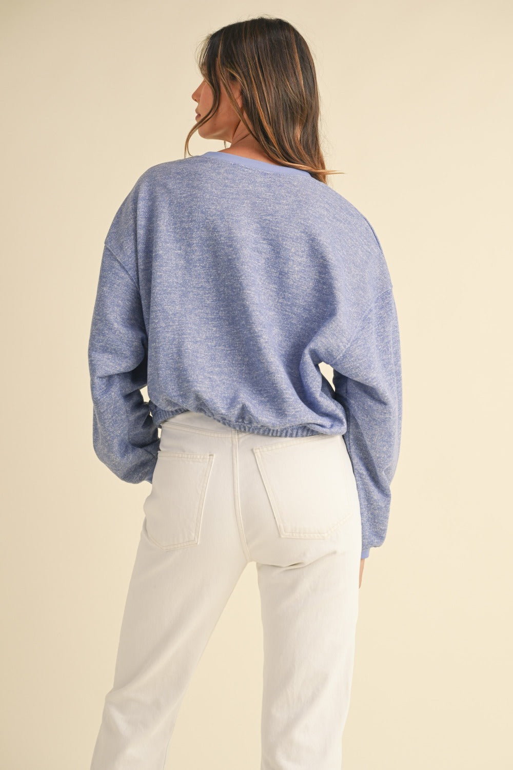 Maxct &Mable Round Neck Letter Embroidery Crop Sweatshirt
