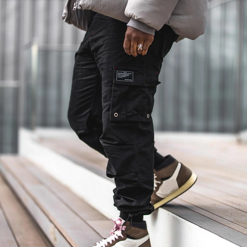 Maxct popular summer new men's  New woven fabric bundle multi-pocket solid color casual pants tooling trousers