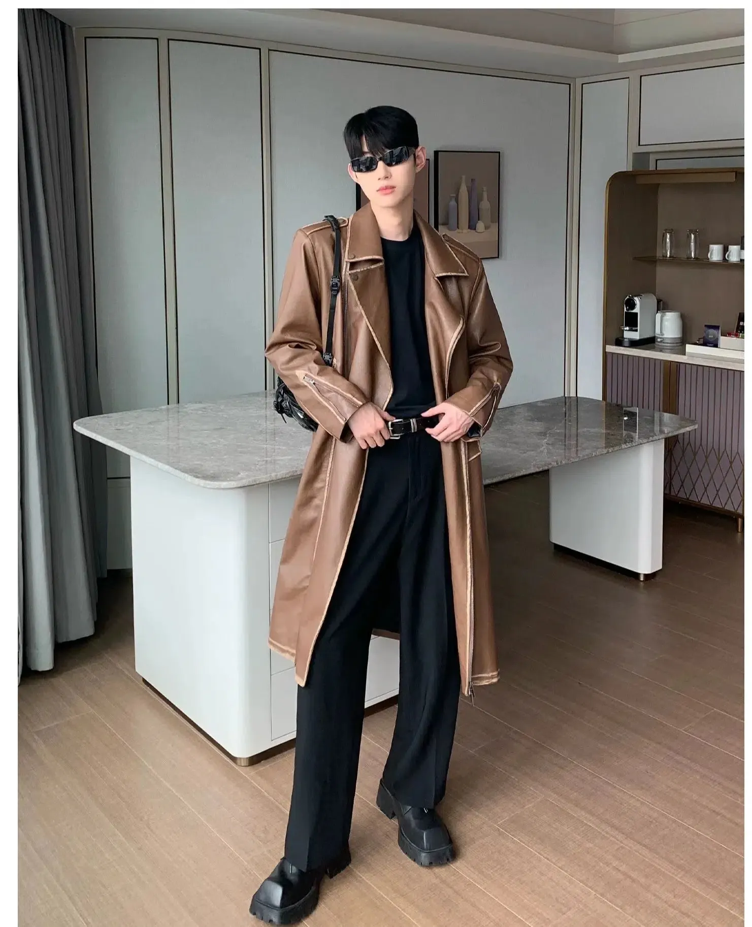 Maxct Over-the-knee Mid-length Leather Coat