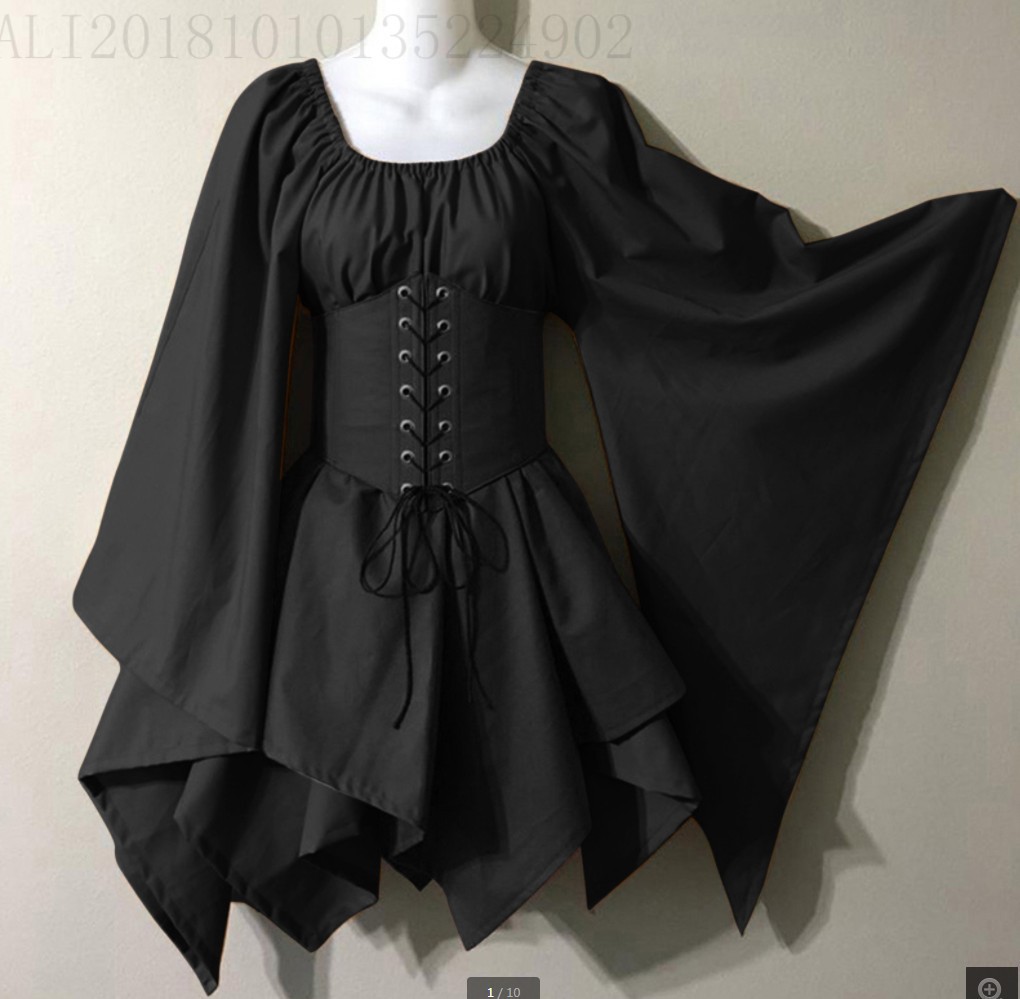 Maxct costume ideas New Party Women's Long Sleeve Renaissance Medieval Bell Sleeve Dress