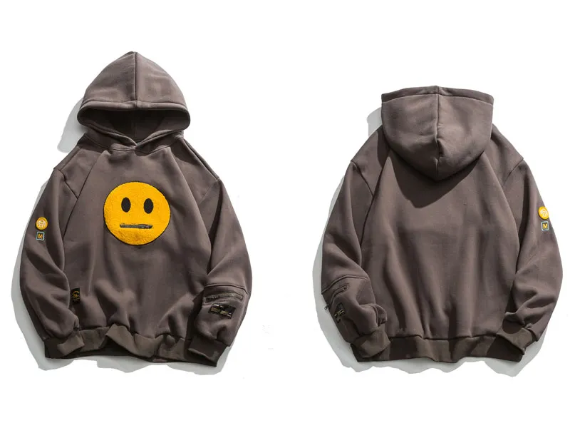 Zipper Pocket Smile Face Men Hoodies - True Deals Club