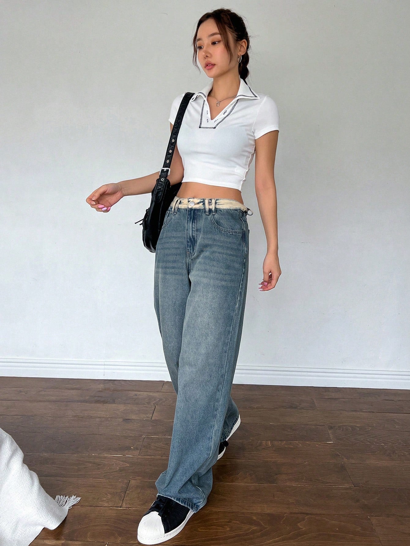 Maxct Women Everyday Casual Loose Wide Leg Denim Pants With Pockets
