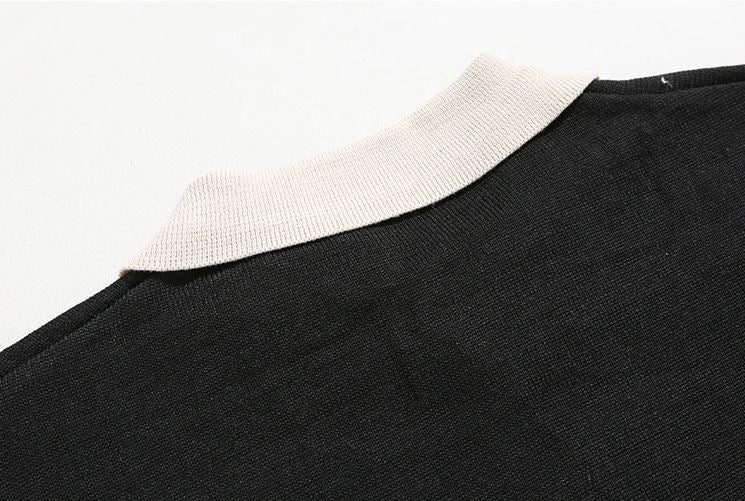 Maxct 5517 Knitted Two-Tone Quarter Button-Up Sweater
