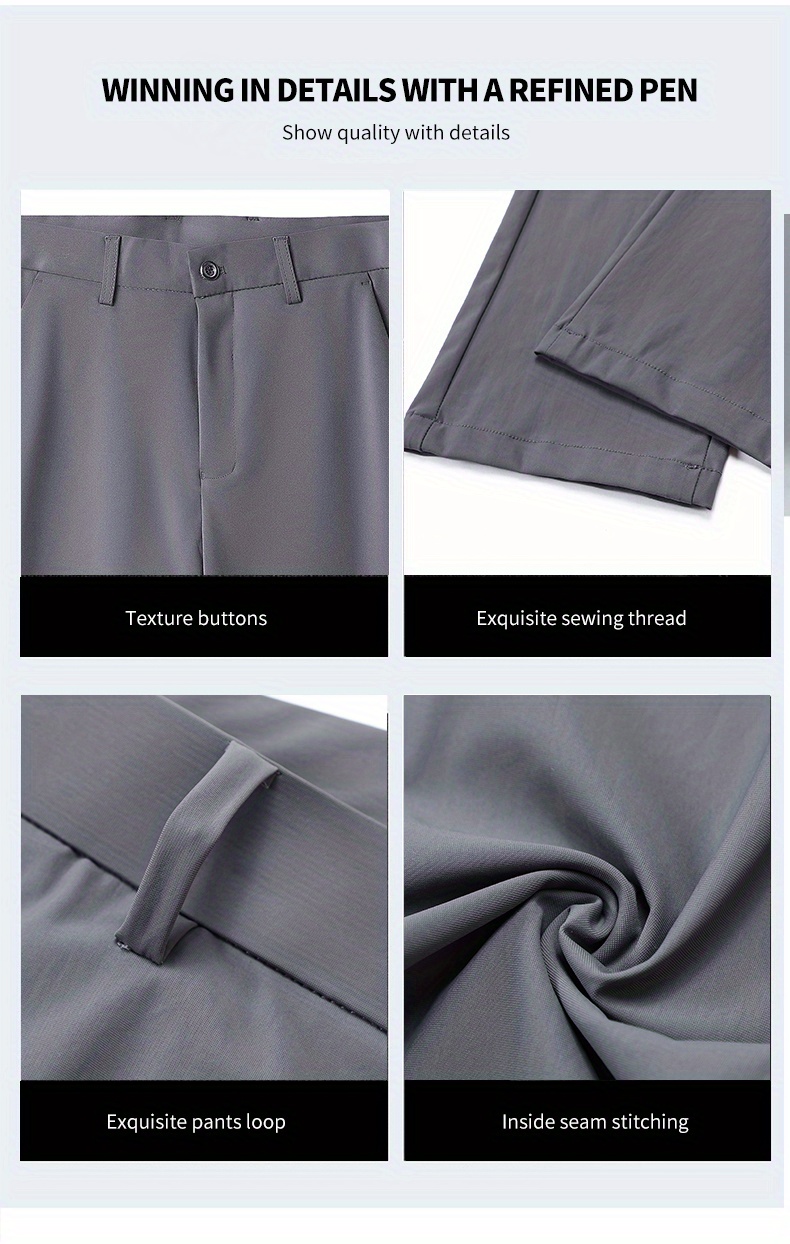 Warm Fleece Dress Pants, Men's Formal Stretch Dress Pants For Fall Winter Business
