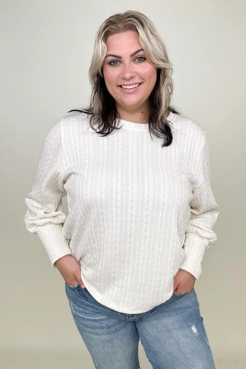 Maxct &Hayden Long Sleeve Cable Knit Top