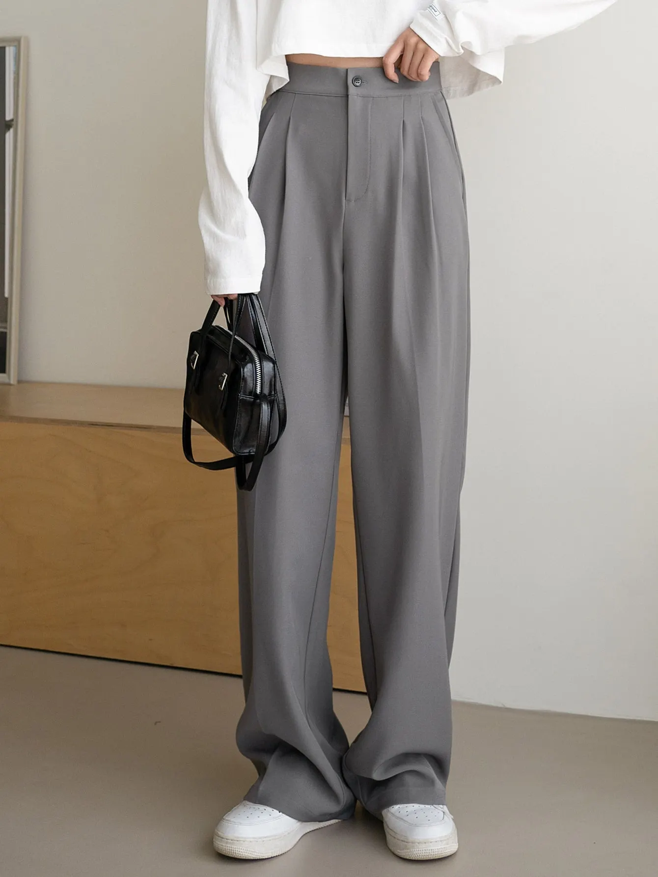 Maxct Solid High Rise Tailored Pants