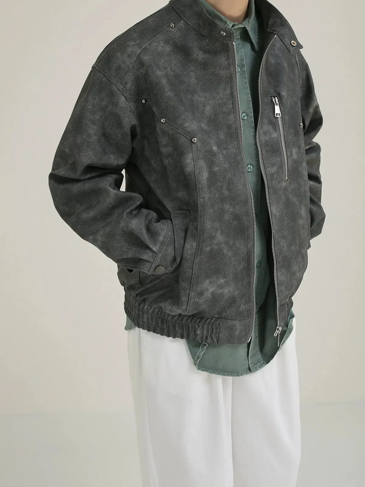 Maxct Retro Matte Leather Rivet Jacket