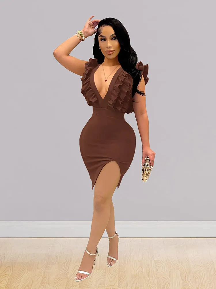 Ruffle Sleeveless Mini Dress Maxct